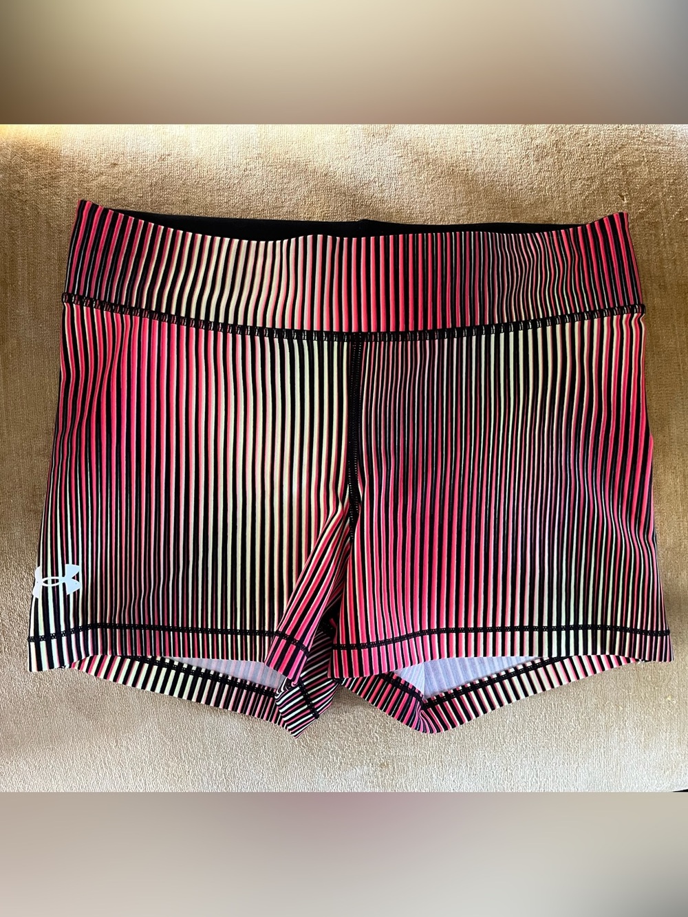 Under Armour Pink and Black Striped Women’s Bike Shorts